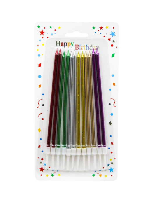 Paquete de 12 Velas en Colores Metálicos