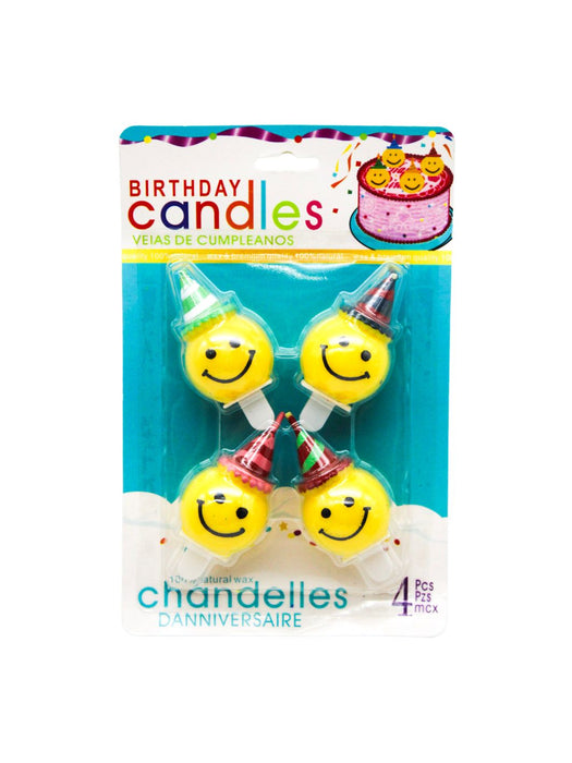 Paquete de 4 Velas con Diseño de Emoji