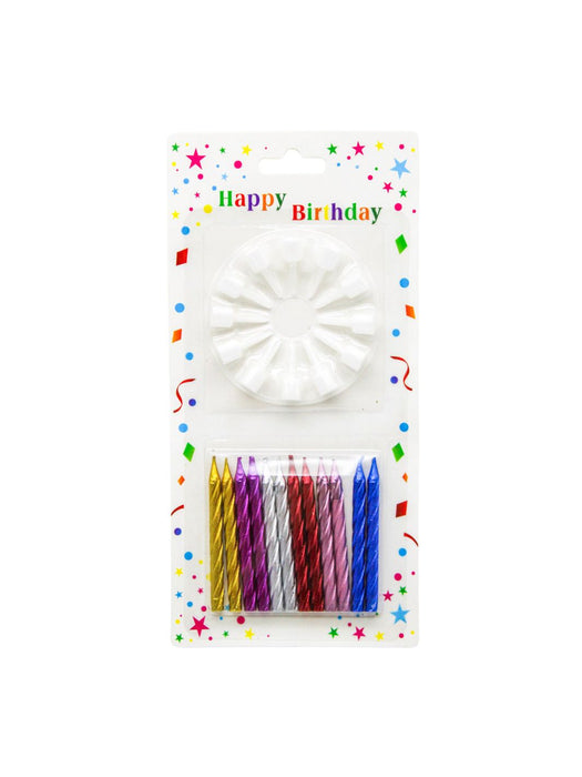 Blister con 12 Velas en Colores Metálicos con Base