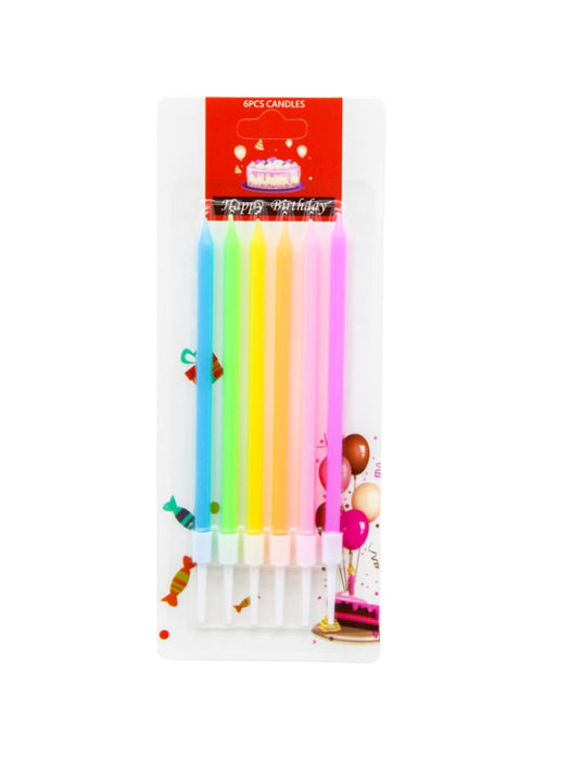 Paquete de 6 Velas en Colores Neón