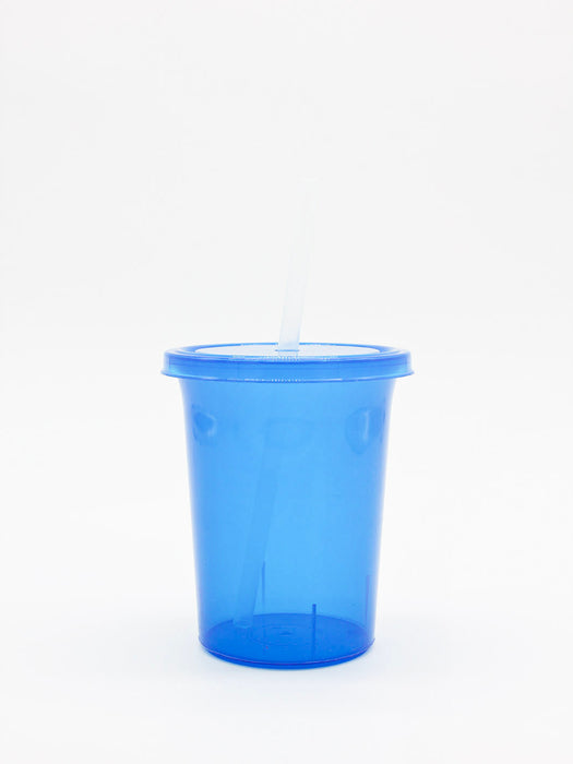 Vaso de cristal azul con luz LED de 16 onzas con tapa y popote