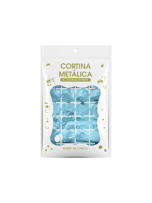 Cortina Metálica de Cuadros Pequeños - Azul