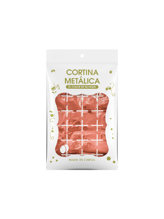 Cortina Metálica de Cuadros Pequeños - Rosa Gold