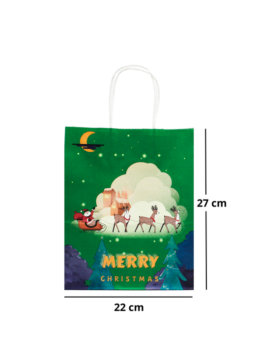Bolsa Kraft con Diseño de Navidad - Paquete con 12 piezas