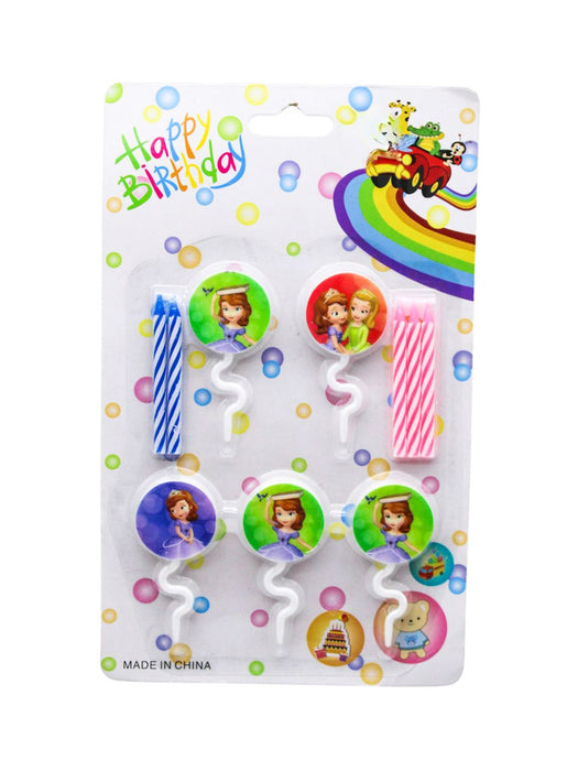 Paquete de 5 Velas con Cake Topper - Personajes