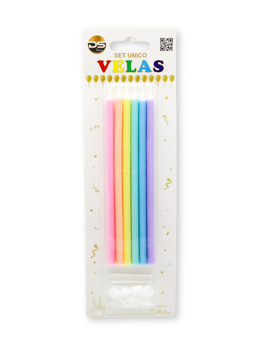 Set de 6 velas de colores pastel