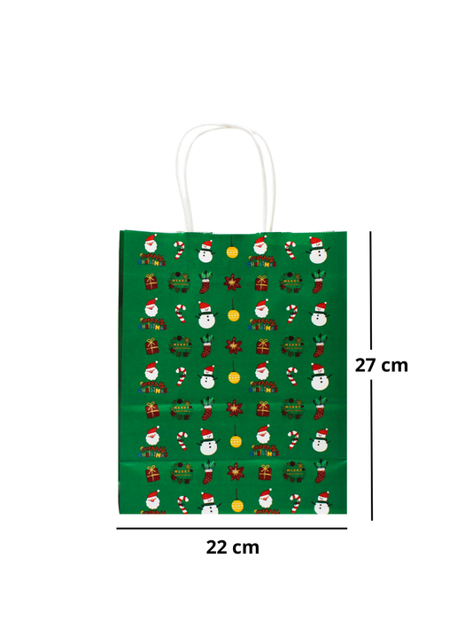 Bolsa Kraft con Diseño de Navidad - Paquete con 12 piezas