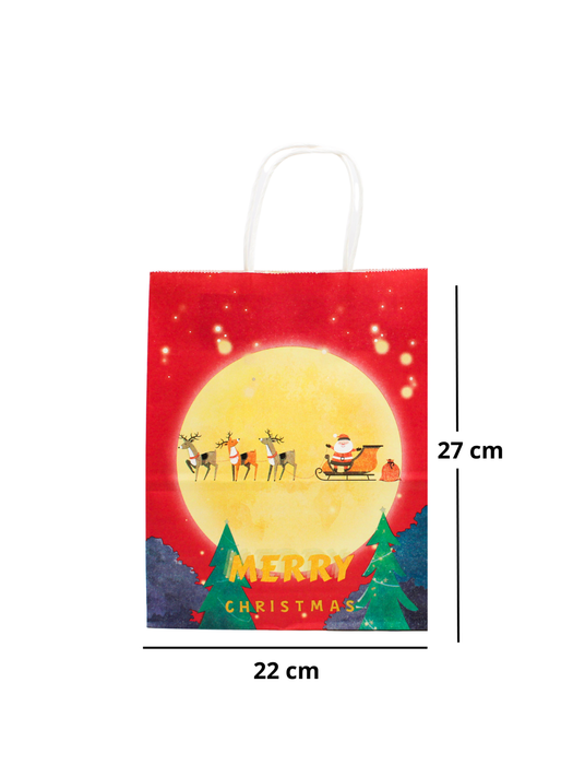 Bolsa Kraft con Diseño de Navidad - Paquete con 12 piezas