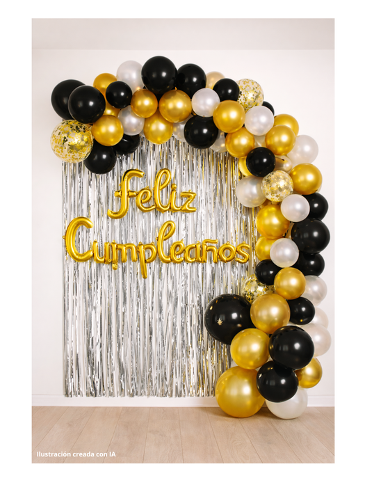 Set de Globos Feliz Cumpleaños - Negro
