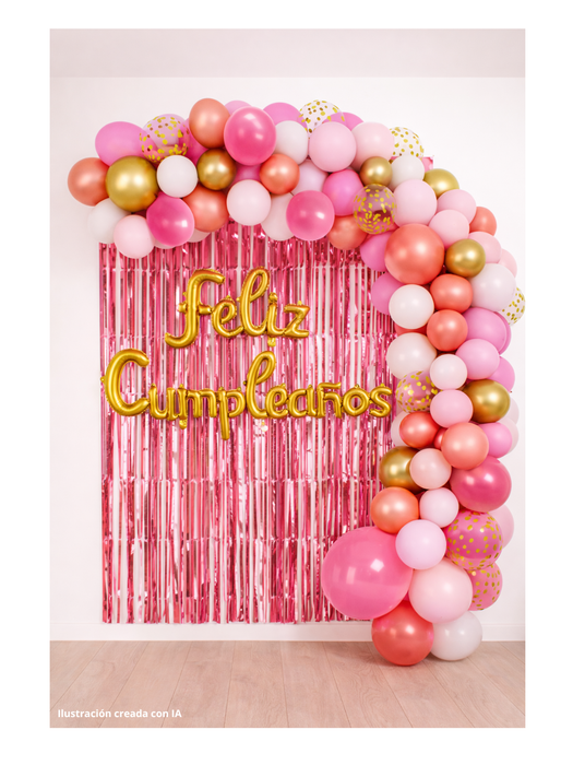 Set de Globos Feliz Cumpleaños - Rosa