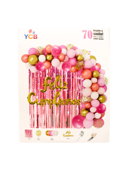 Set de Globos Feliz Cumpleaños - Rosa