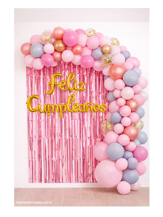 Set de Globos Feliz Cumpleaños - Rosa