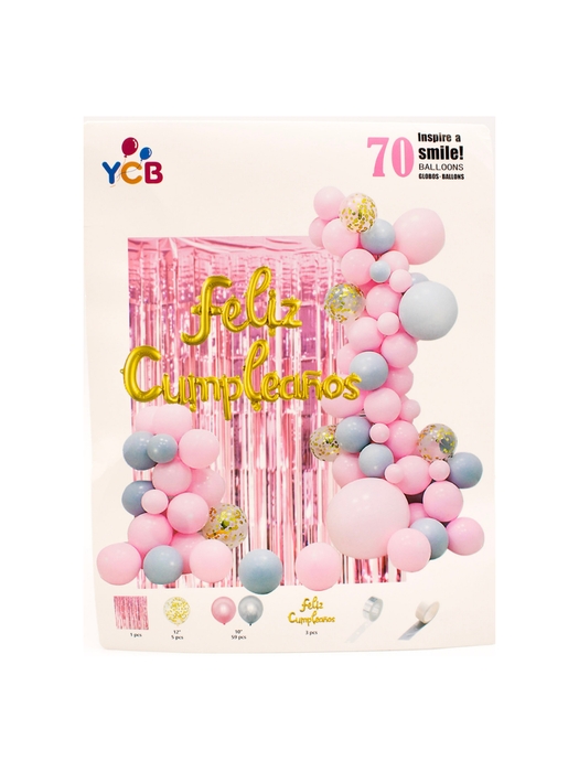 Set de Globos Feliz Cumpleaños - Rosa