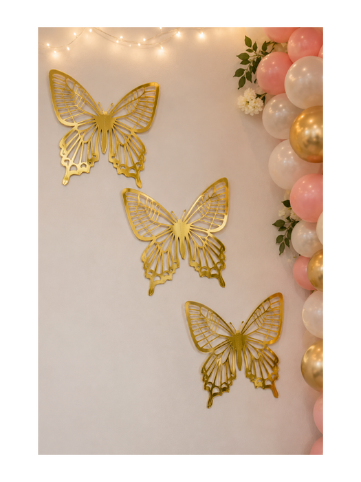 Mariposa 3D Decorativa Pequeña Dorada (6 Piezas)
