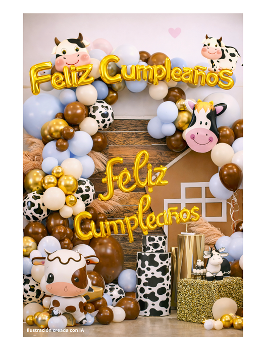 Set de Globos con Temática de Vaca