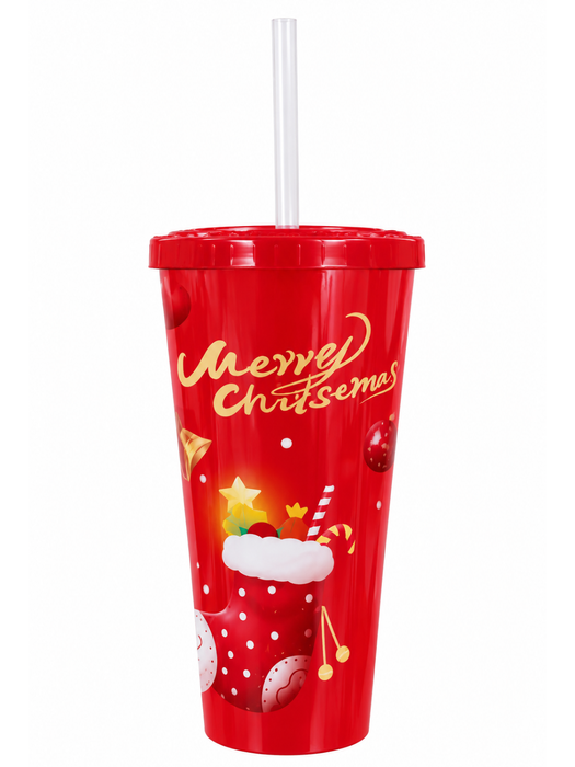 Vaso Navideño Rojo en Docena
