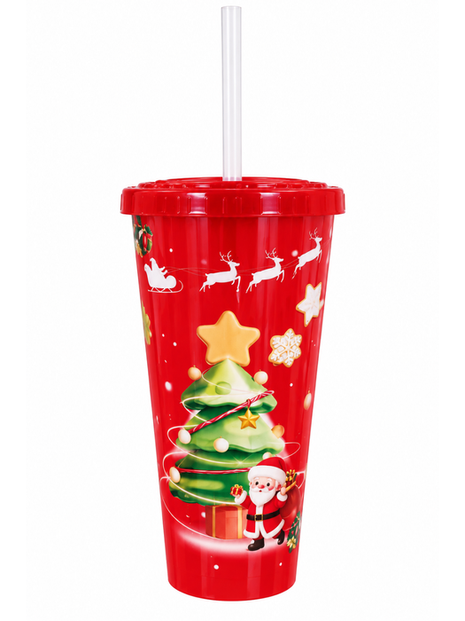 Vaso Navideño Rojo en Docena