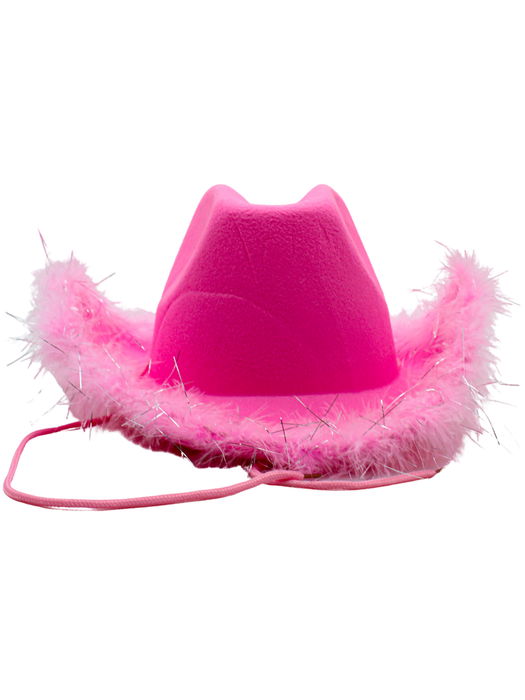 Sombrero Vaquero Rosa con Plumas