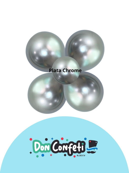 Globo Látex Don Confeti - Plata Chrome