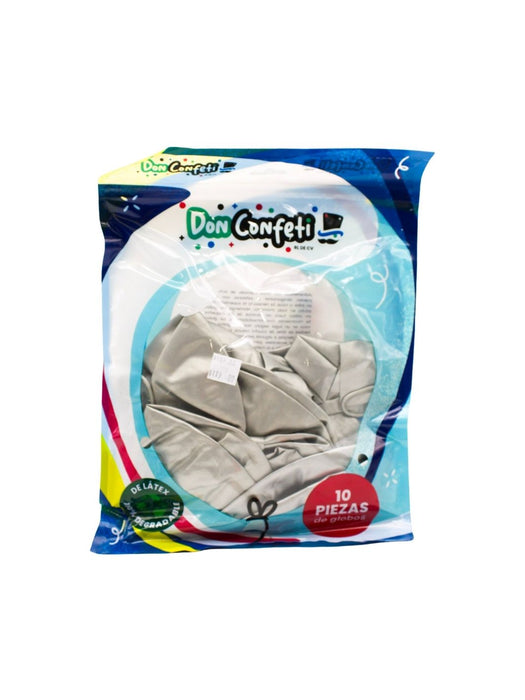 Globo Látex Don Confeti - Plata Chrome