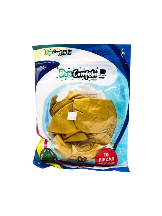 Globo Látex Don Confeti - Dorado Chrome