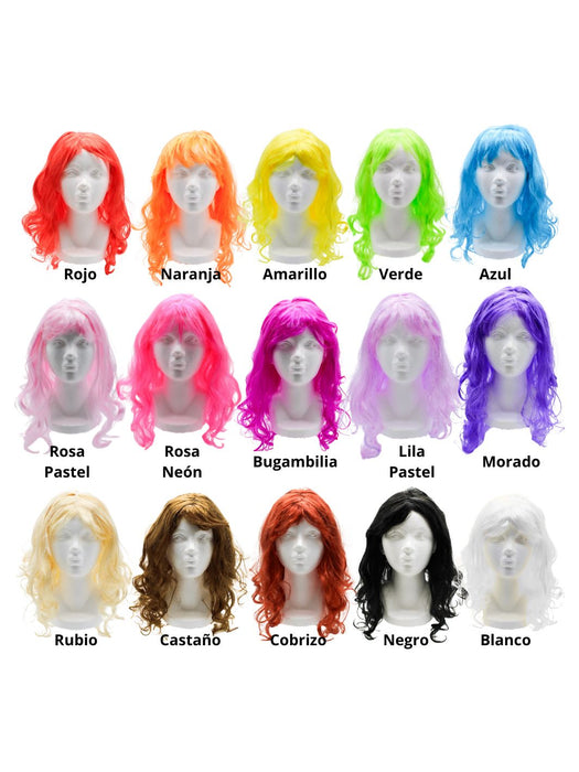 Peluca larga de colores
