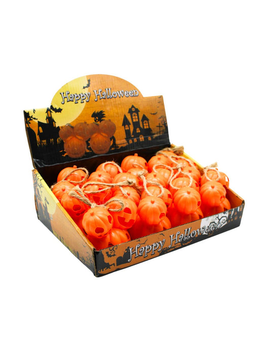 Vela con Luz LED de Calabaza con 3 cabezas - 1 pza o Caja con 12 pzas