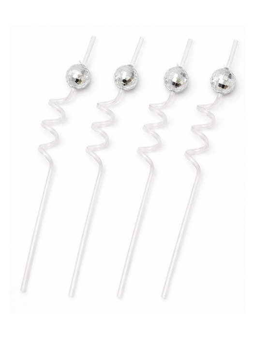 Popotes de Espiral con Accesorio de Esfera Retro - Paquete con 4 piezas