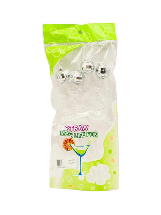 Popotes de Espiral con Accesorio de Esfera Retro - Paquete con 4 piezas