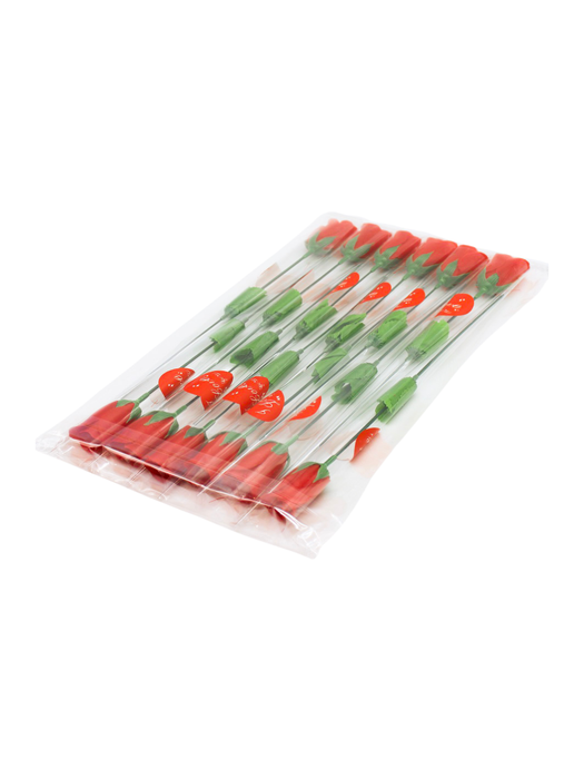 Rosa Artificial en Cono de Celofán - Paquete con 12 Piezas