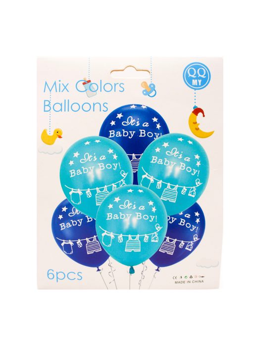 Set de globos de laxe con la frase "Its a baby boy" - 6 Piezas