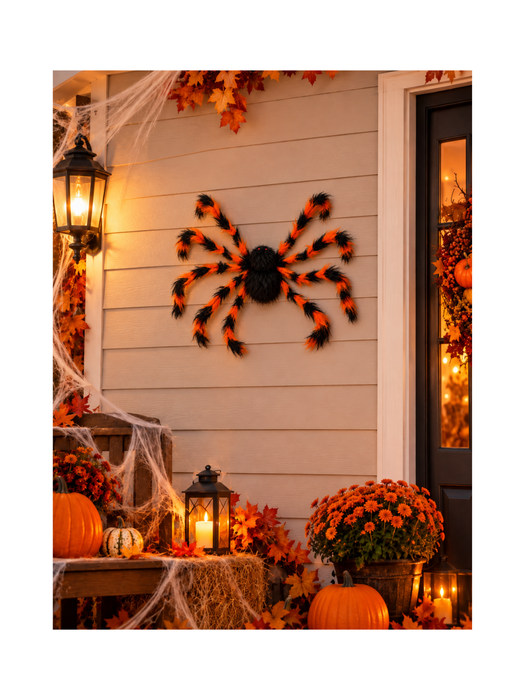 Araña Decorativa Negra con Naranja