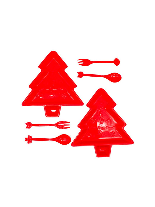 Plato de Pino Navideño con Utencilios