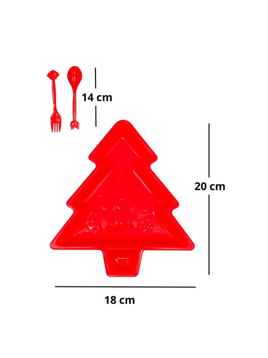 Plato de Pino Navideño con Utencilios