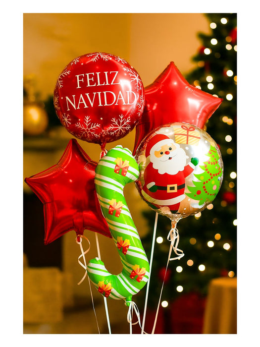 Set de Globos Navideños - Bastón de Caramelo