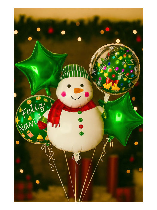 Set de Globos Navideños - Muñeco de Nieve
