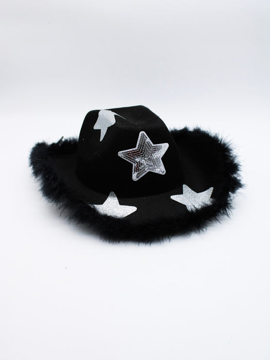 Sombrero Vaquero con Estrellas y Plumas