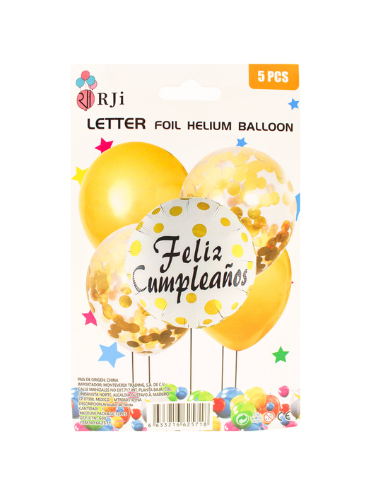 Set de globos Feliz Cumpleaños - 5 Piezas