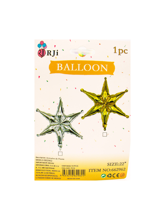 Globo Estrella 6 Picos RJi - Plata