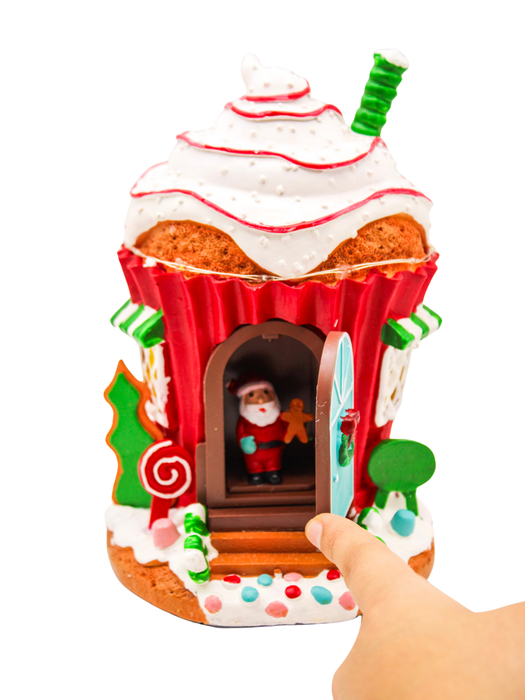 Casita Navideña Cupcake con Santa y Luces