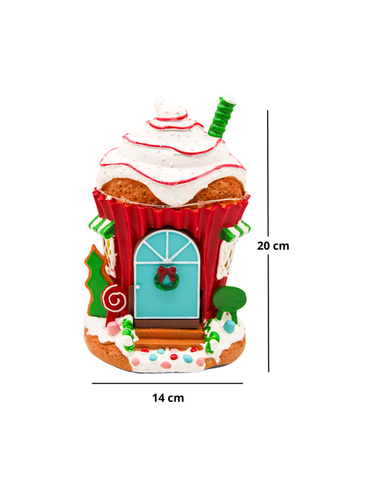 Casita Navideña Cupcake con Santa y Luces