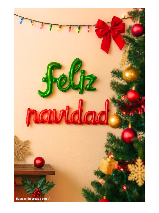 Set de globo "feliz navidad" en Cursivas - Multicolor