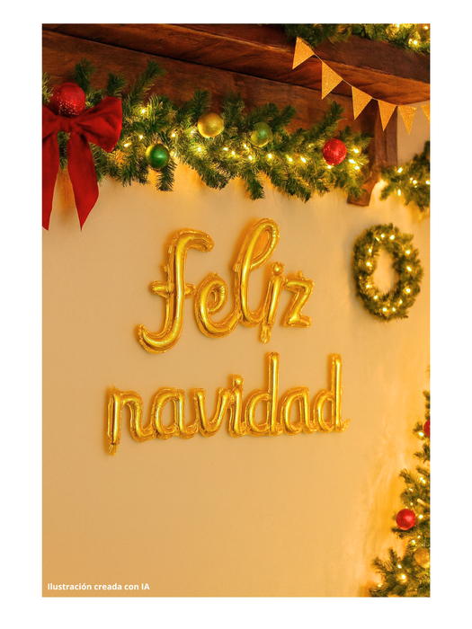 Set de globo "feliz navidad" en Cursivas - Dorado