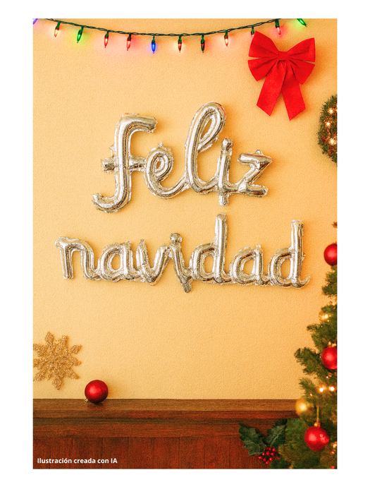 Set de globo "feliz navidad" en Cursivas - Plateado