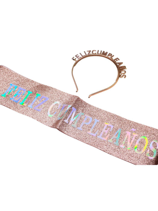 Set "Feliz Cumpleaños" – Diadema + Banda decorativa