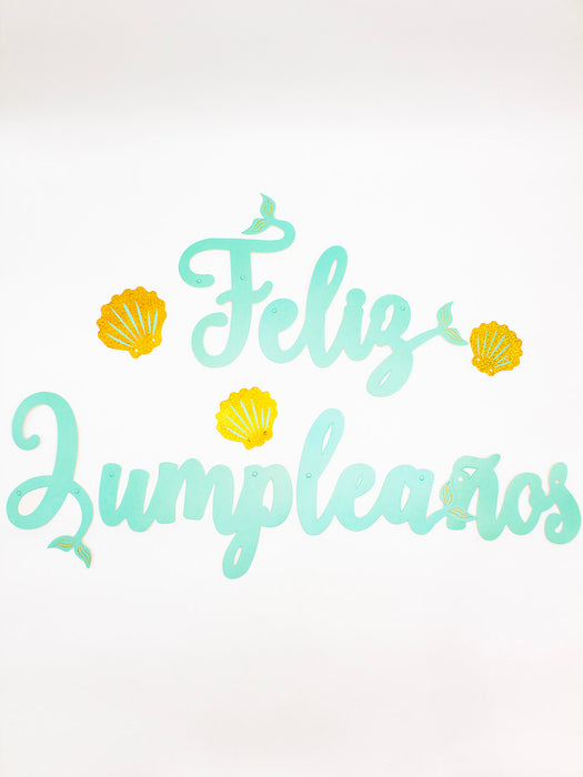 banner de feliz cumpleaños de sirena