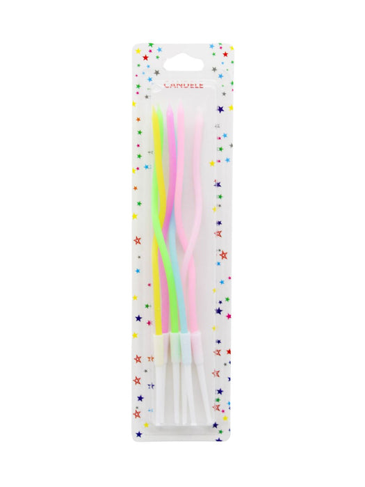 Paquete de 6 Velas Torcidas en Colores Pastel