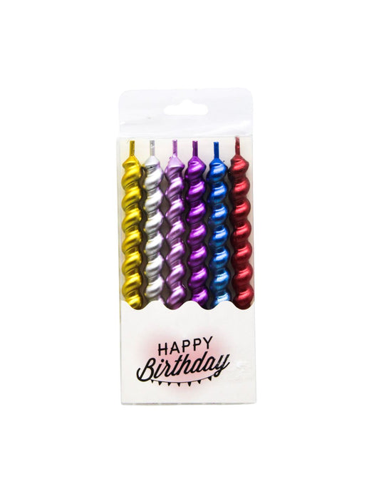 Caja de 6 Velas Curveadas en Colores Metálicos