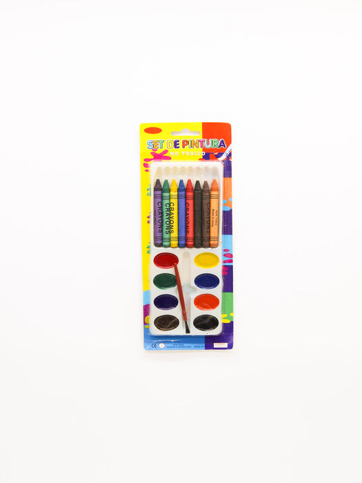 set acuarela con crayolas