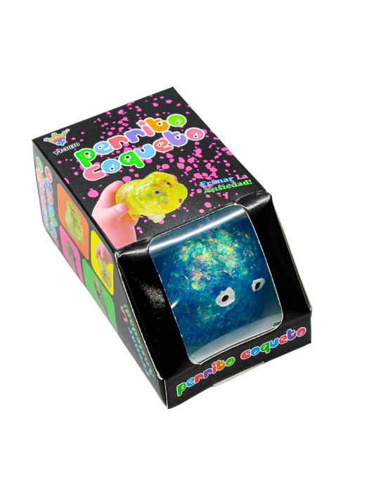 Squishy de Perrito con Glitter Azul